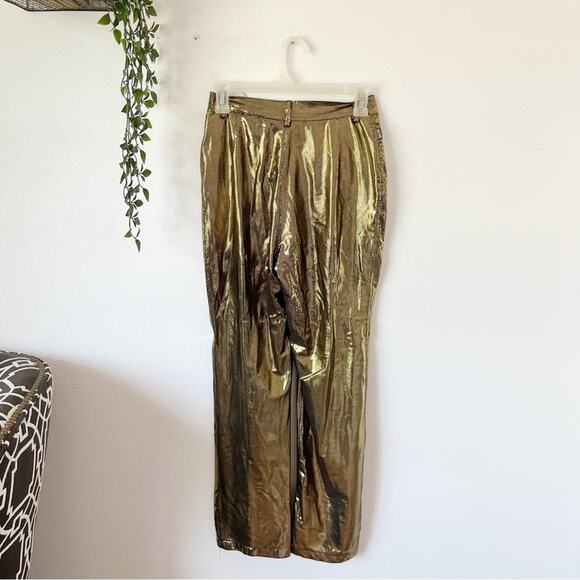 Vintage Moschino 1980s Liquid Gold High Waisted Pants Sz 4 - Picture 2 of 6